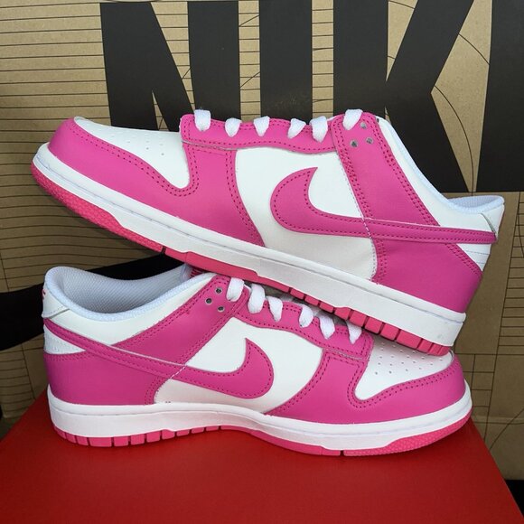 NEW Nike DUNK Low GS Laser Fuchsia Pink Barbie FB9109-102 Women Sz 8.5 / 7Y - Picture 2 of 6